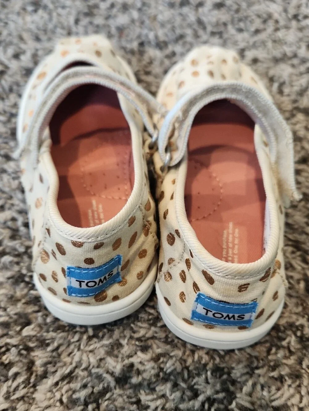 TOMS Cream Mary Jane Sneakers with Metallic Gold Dots